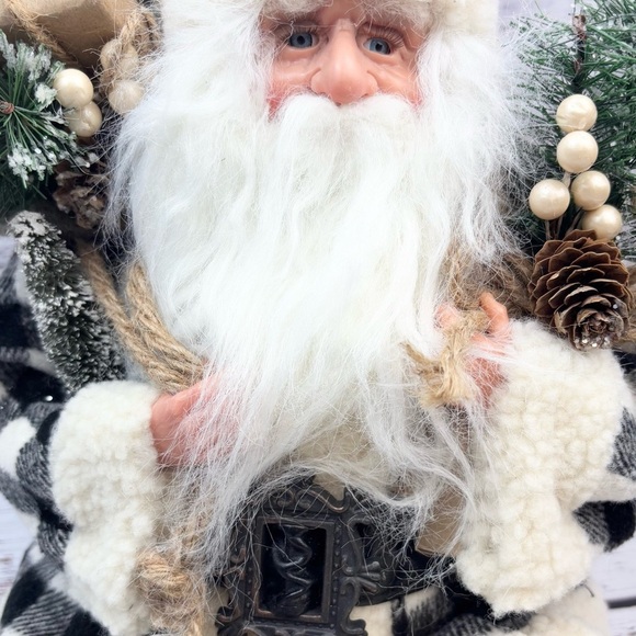 Santa Clause Holiday Christmas Decor Checkered Santa Black and White Decoration - Picture 8 of 9